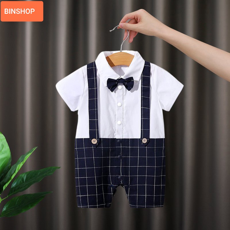 Body Công Tử Cộc Tay chất Thun Mềm Mịn, Bodysuit cho Bé Trai  Dễ Thương, Mẫu quần áo sơ sinh từ 0 đến 12 tháng