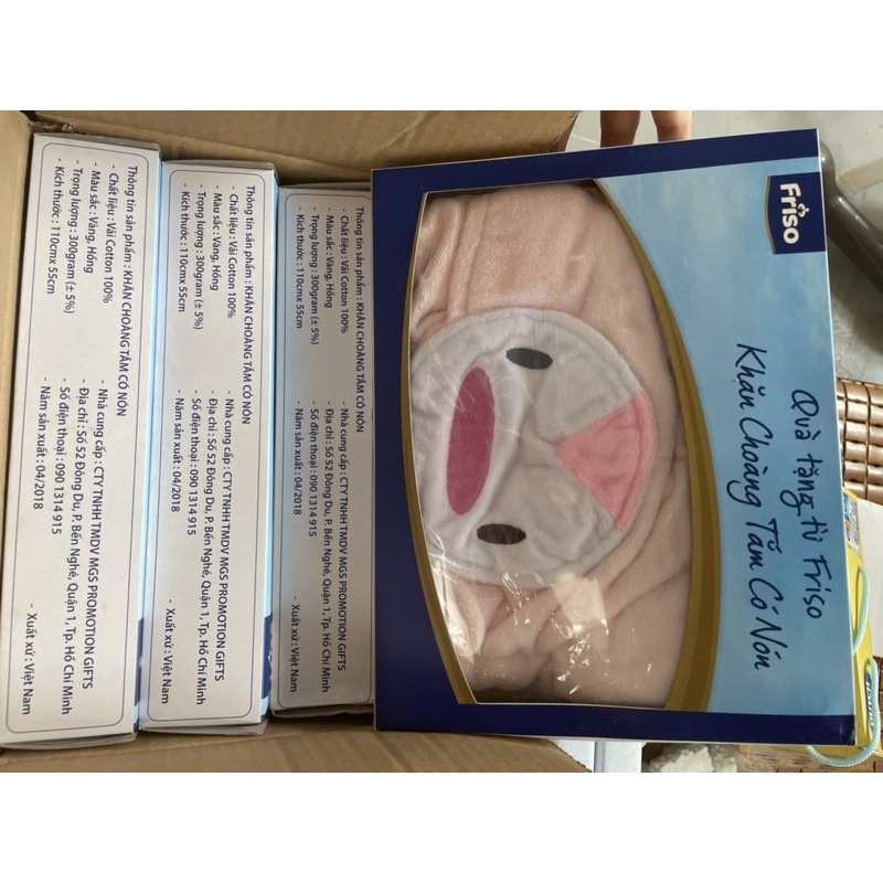 Khăn choàng tắm có nón Friso cho bé(Hồng_Vàng)