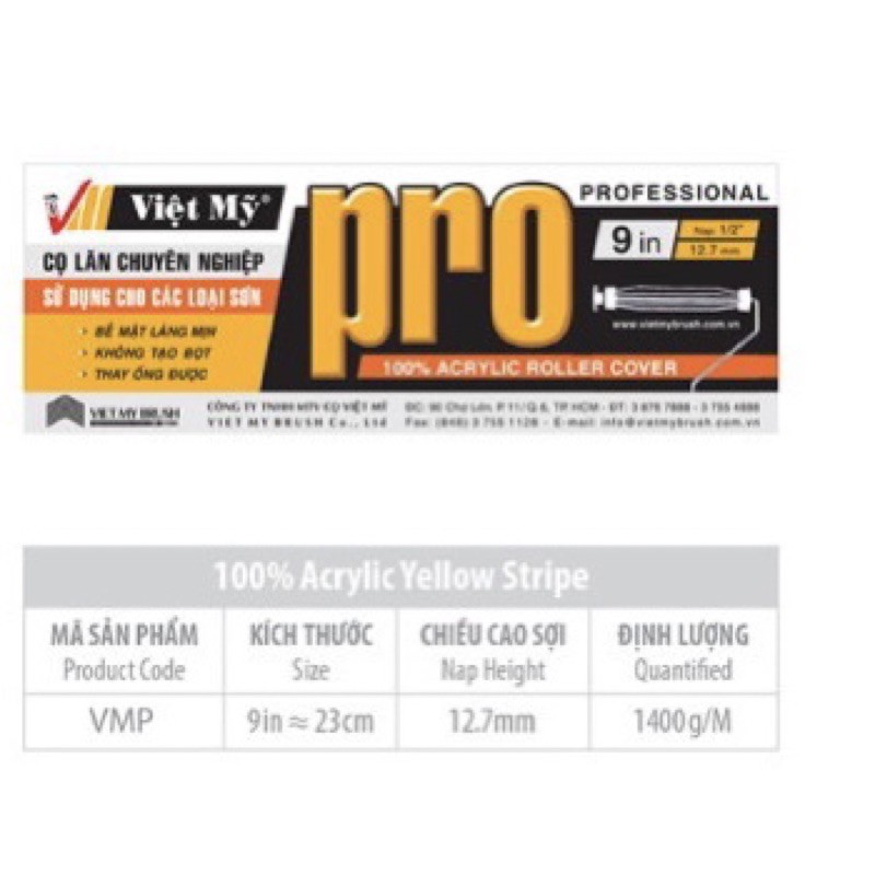 Cọ lăn sơn rulo Việt Mỹ Pro 9in chính hãng