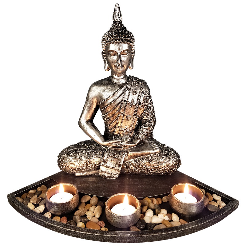 Giá đỡ đèn cầy hình tượng Phật Thái Lan bằng nhựa độc đáo trang trí nhà cửa/ sân vườn