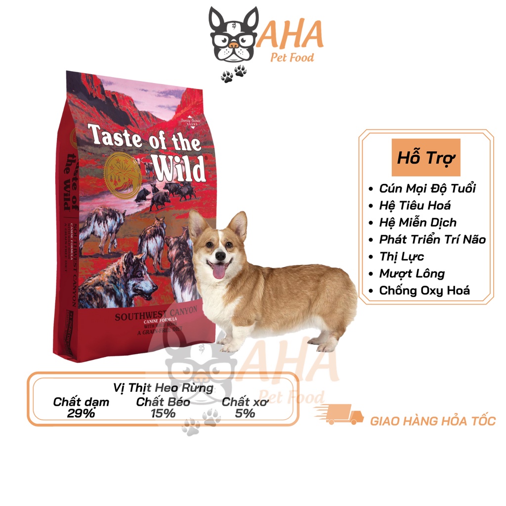 Thức Ăn Cho Chó Corgi, Taste Of The Wild Bao 500g - Thức Ăn Cho Chó, Vị Thịt Heo Rừng, Trái Cây Rau Củ Quả