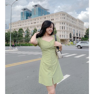 Đầm SOPHIA - Đầm trơn nút bọc