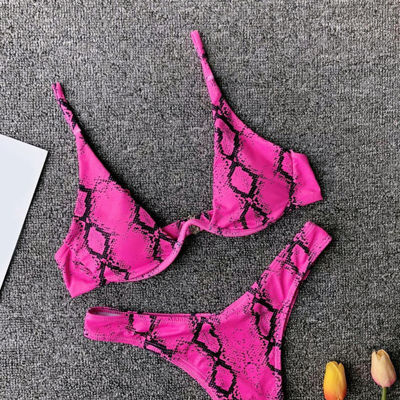 Set bikini hai mảnh họa tiết da rắn quyến rũ cho nữ