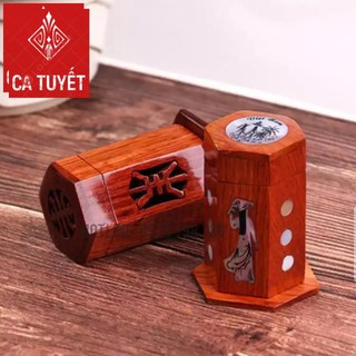 Lọ Đựng Tăm Gỗ Hương khảm Trai - Cô Gái Việt Nam ( Hàng cao cấp )