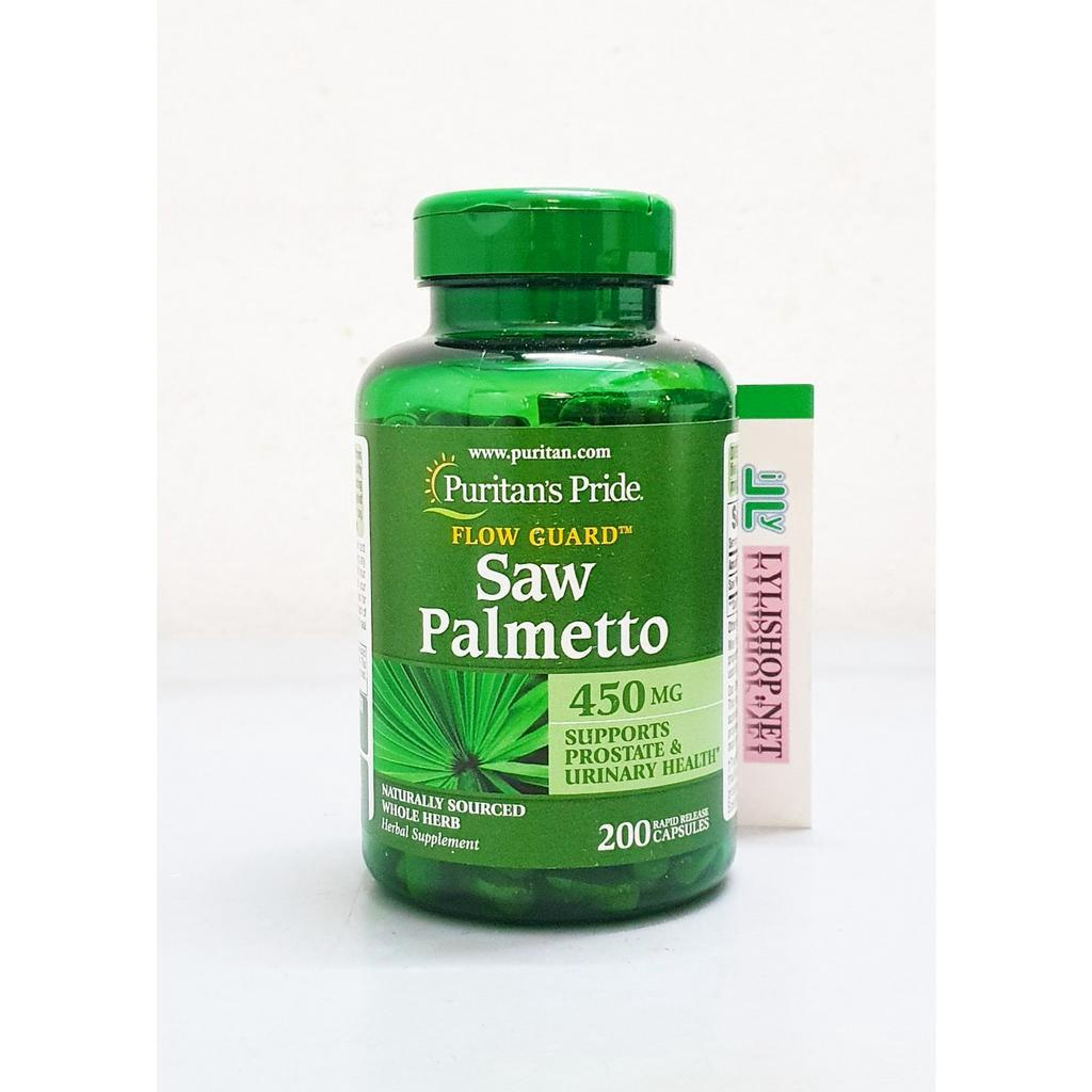 Saw Palmetto 450mg chai 200 viên hãng Puritan’s Pride từ Mỹ. Chống Phì Đại Tuyến Tiền Liệt
