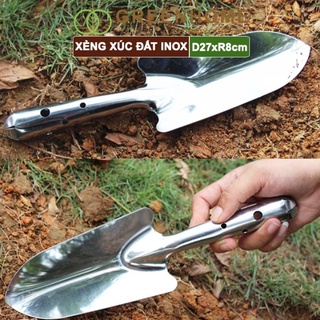 Xẻng làm vườn inox (sắc, bền, chắc chắn)