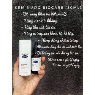 Kẽm nước dạng giọt biocare zinc 30ml - ảnh sản phẩm 2