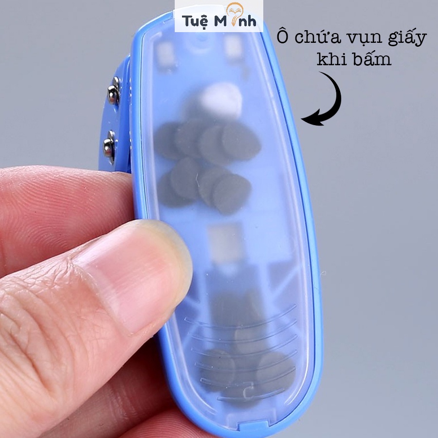 Bấm lỗ giấy mini Deli cầm tay tối đa 10 tờ 80gsm VPP Tuệ Minh, dụng cụ đục lỗ C08