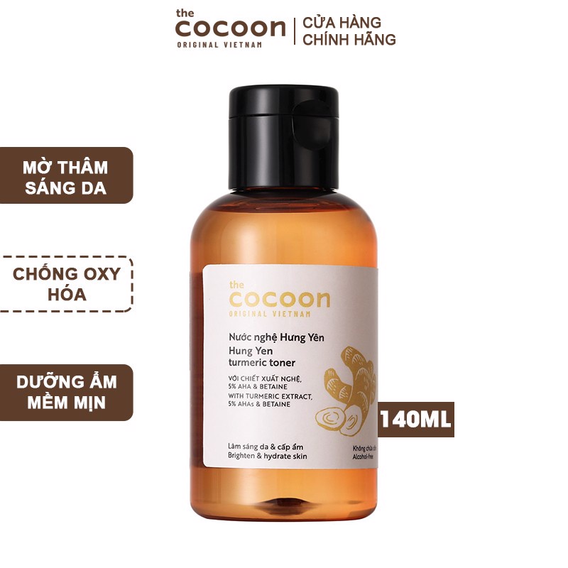 Toner Nước nghệ Hưng Yên cocoon 140ml da sáng mịn rạng rỡ