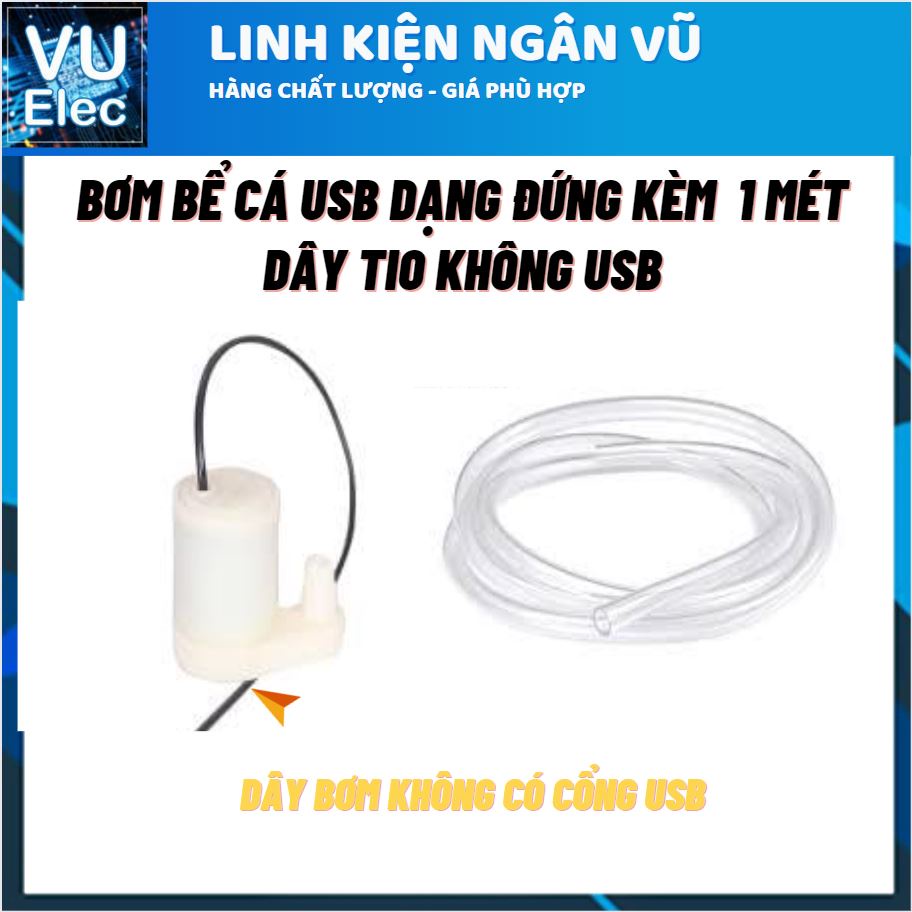 Combo Máy Bơm chìm Bể Cá Mini USB-F01 kèm 1 mét tio trắng