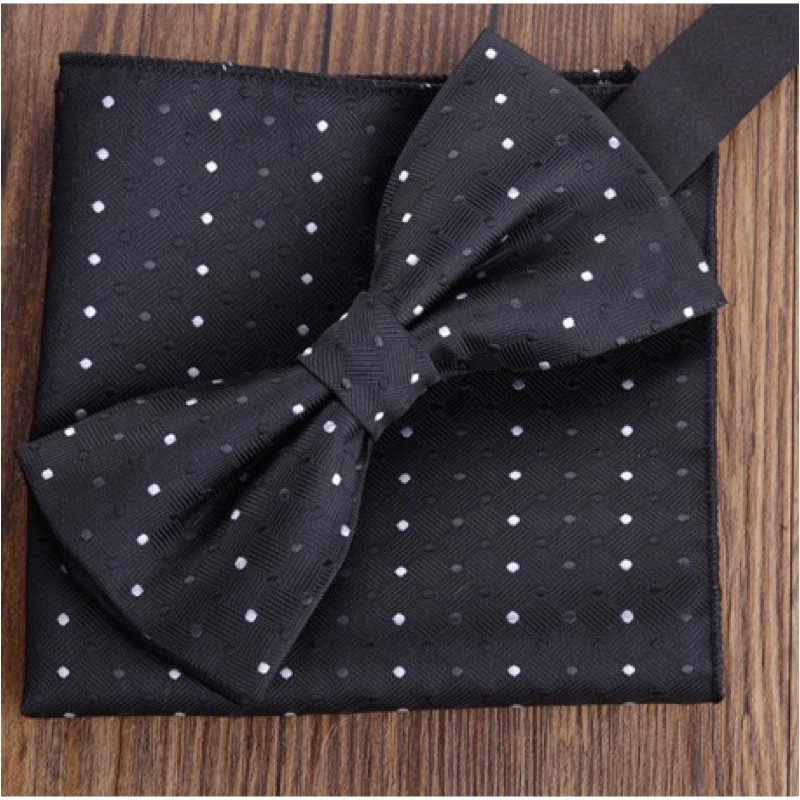 Set Khăn cài áo vest và Nơ đeo cổ nam