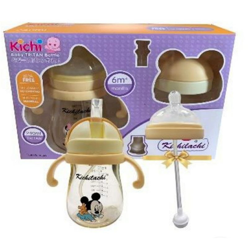 Bình Hút 2 in 1 Kichi 300ml Chống Sặc Cho Bé