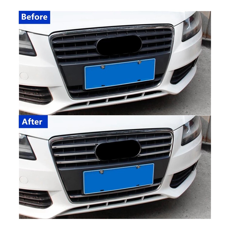 Bộ 7 Miếng Ốp Lưới Tản Nhiệt Trước Bằng Thép Không Gỉ Cho Audi A4 2009-2012