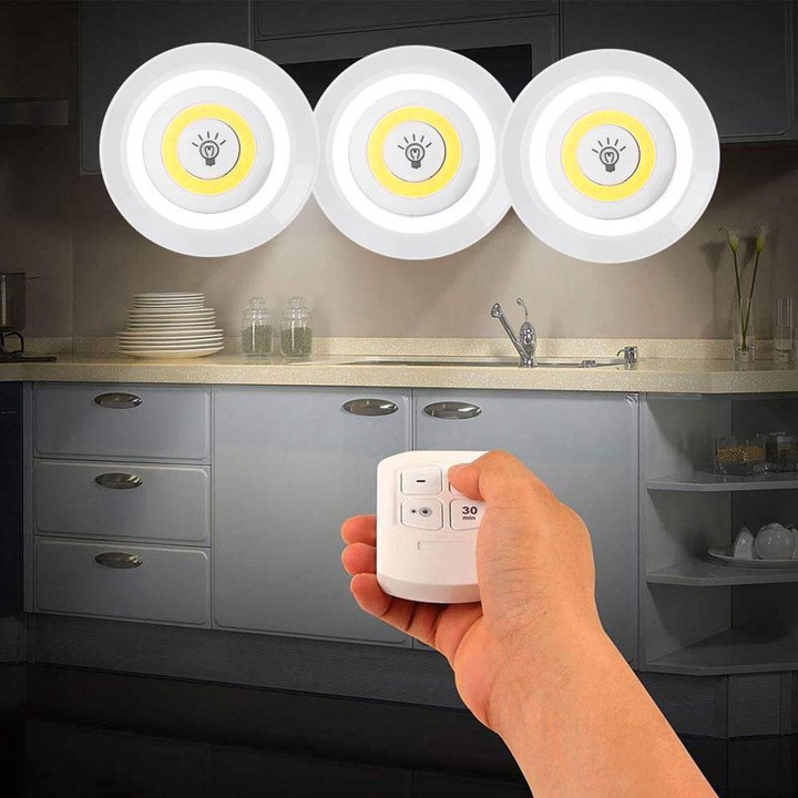 Bộ 3 Đèn LED Dán Tường Mini Thông Minh  𝑿𝑨̉ 𝑲𝑯𝑶  MURO Longer Light có chức năng hẹn giờ và Remote Điều Khiển Từ Xa