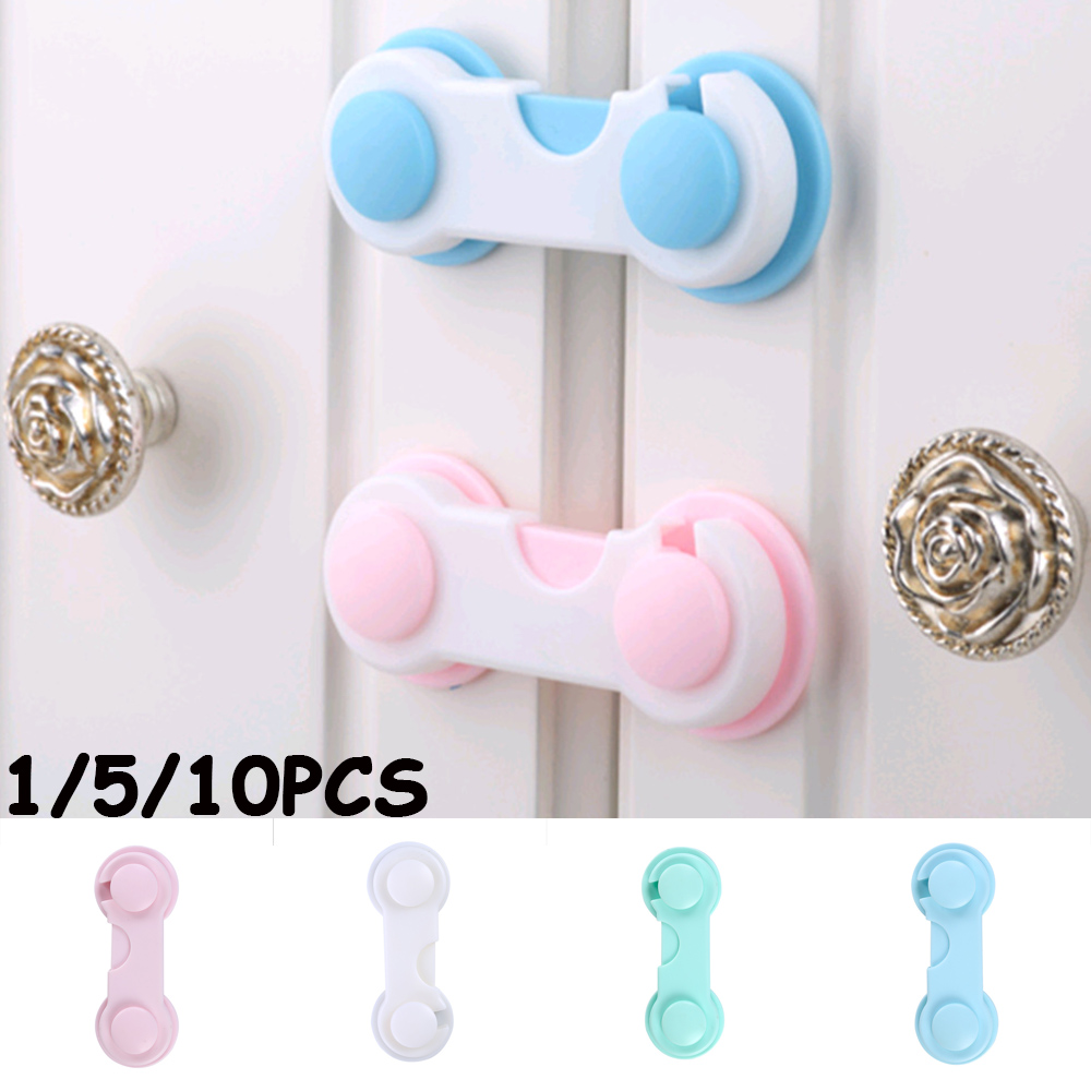 ❀SIMPLE❀ 1/5/10PCS Cupboard Security Latch Refrigerator Children Protector Baby Safety Lock Wardrobe Door Plastic Multi-function Drawers For Toddler Kids/Multicolor