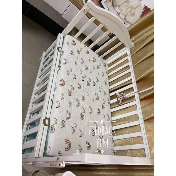 Drap cũi muslin bo chun bọc đệm cho bé