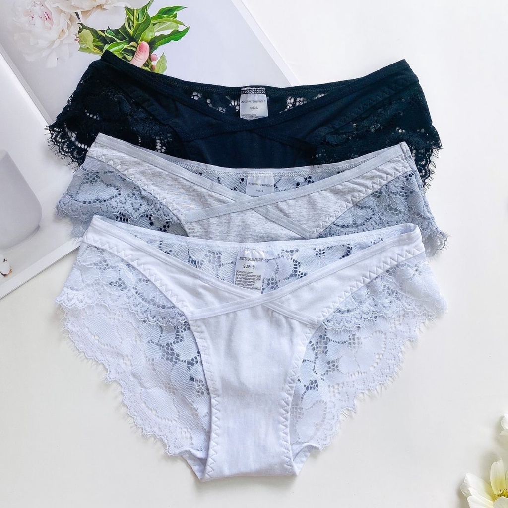 Quần Lót Nữ Ren Cotton Co&amp;Com NO3014 Kháng Khuẩn Mềm Mịn Cho Da Không Gây Kích Ứng