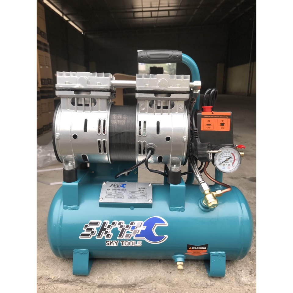 máy nén khi không dầu 9L 600w - nạp khí siêu nhanh  - Không gây ồn - Bơm xịt hơi, phun sơn,  bắn đinh
