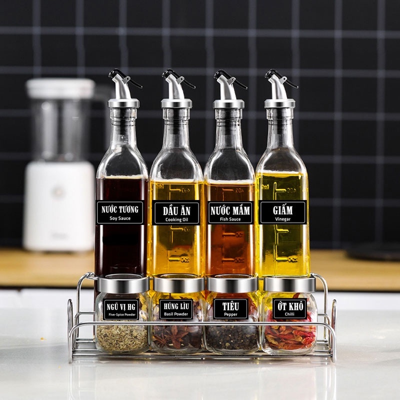 Nhãn Dán Phân Loại Gia Vị Decal Dán Cho Hủ Gia Vị & Bình Dầu Ăn, Nước Mắm - Gia Dụng Plus