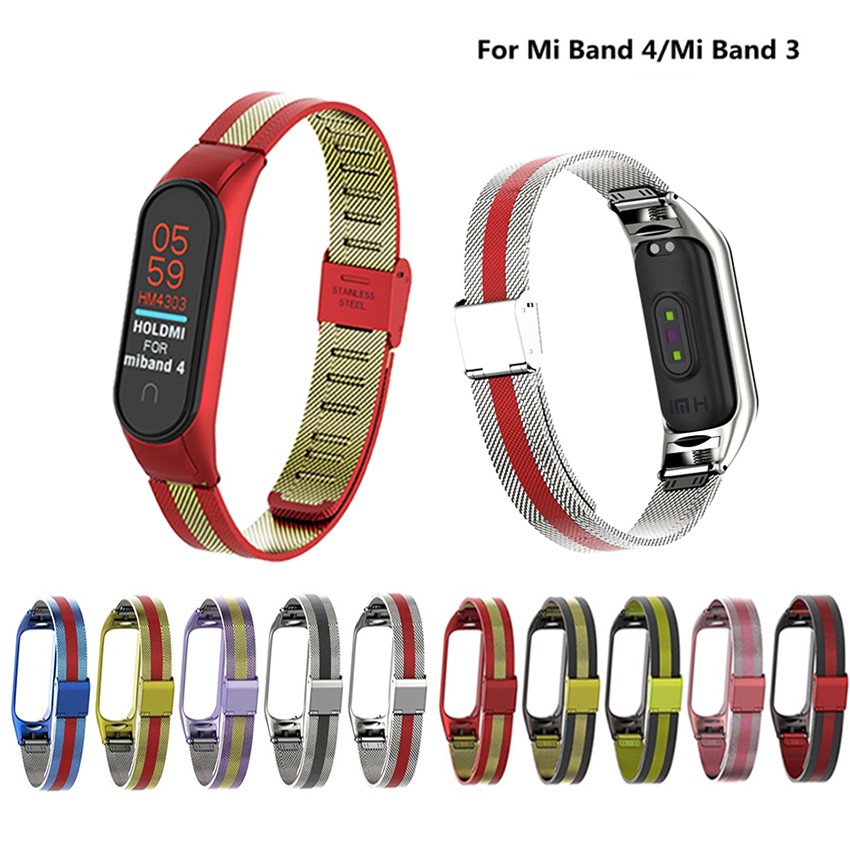 DÂY ĐEO MIBAND 4 KIM LOẠI THÉP THAY THẾ DÂY ĐEO VÒNG ĐEO TAY XIAOMI MIBAND 4 3