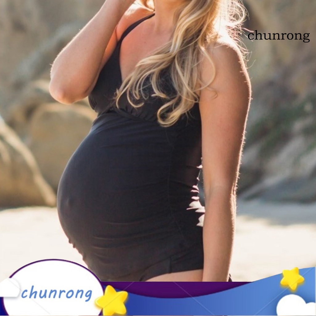 Bộ Đồ Bơi Cổ Chữ V Có Đệm Mút Thoáng Khí Dành Cho Mẹ Bầu