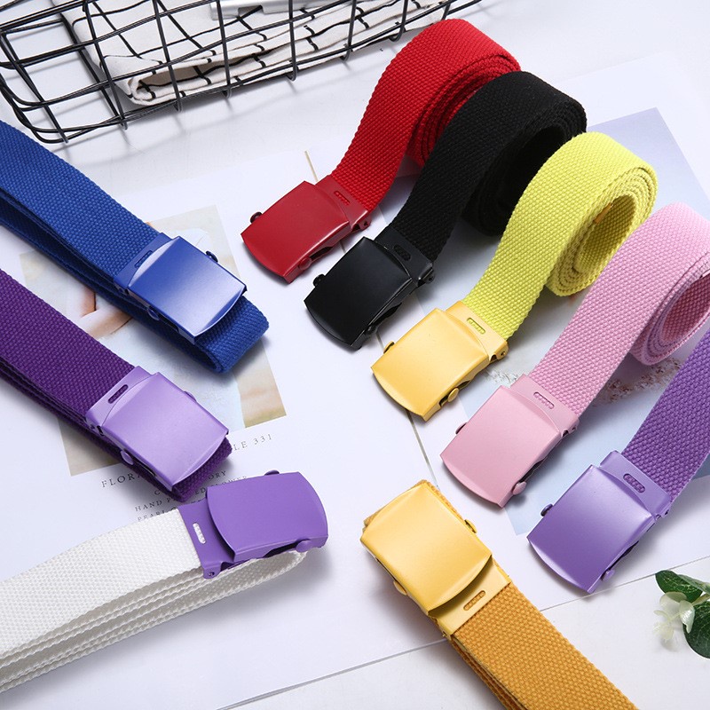 Thắt lưng nữ vải canvas bản nhỏ mặt vuông thời trang cao cấp sành điệu cá tính trẻ trung năng động TL05