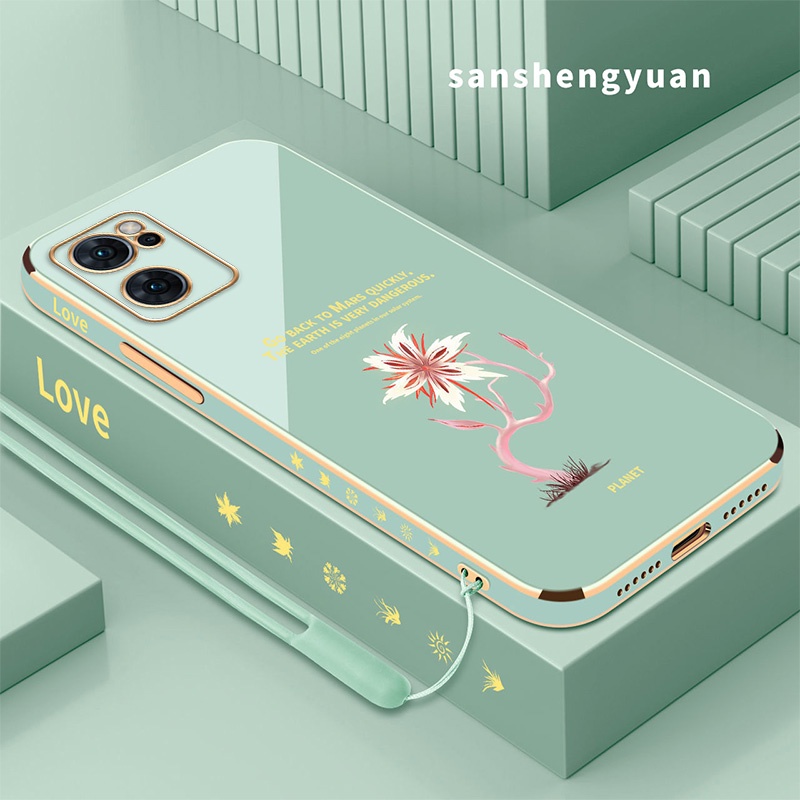 Ốp Điện Thoại silica gel Mềm Mạ Điện Hình Hoa Chống Sốc Cho oppo a96 4g oppo a76 4g