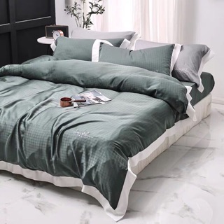 Chăn ga gối Tencel 100s kẻ ô vuông siêu cao cấp
