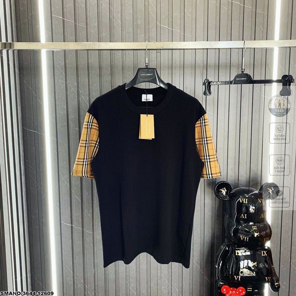 Áo thun BBR Tay Kẻ Vàng, Áo Phông Tay Lỡ Chất Cotton Cực Chất