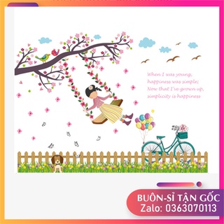 Tranh đề can,Decal dán tường cho bé hàng rào cho bé chơi xích đu, hình dán sticker cho bé