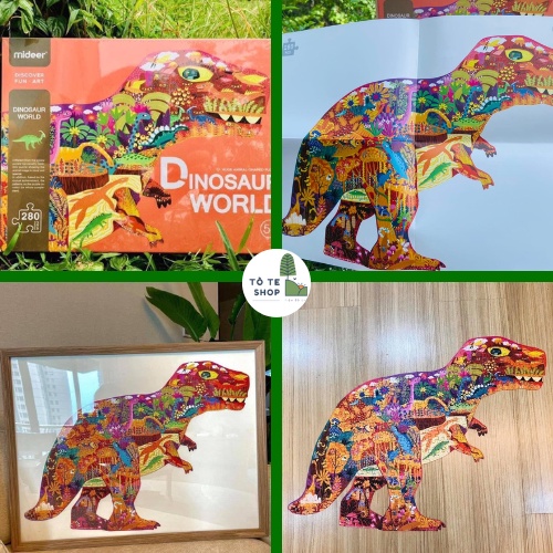 Xếp Hình Mideer 280 PCS Chủ đề động vật,Puzzle Xếp hình Khủng Long Mideer, Tê giác, Cá Voi