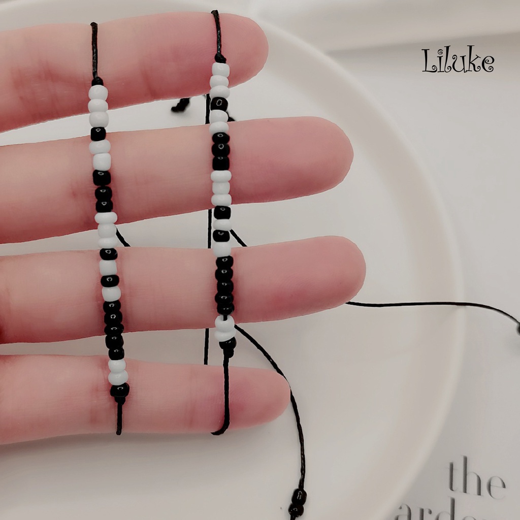 Bộ 2 Vòng Tay Dây Bện Xỏ Hạt Có Thể Điều Chỉnh Kích Thước Đầy Cá Tính