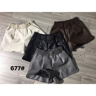 Quần Short Da 2 Cúc Mã 677 (cạp chun co giãn)