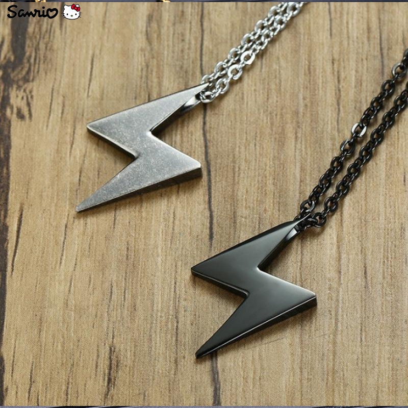 Vòng cổ Bằng Thép Không Gỉ Mặt Tia Chớp Cổ Điển Phong Cách Hip Hop Cho Nam