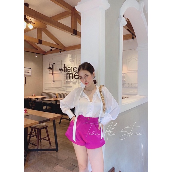 Set Áo Sơmi Nút Bọc Kèm Quần Shorts