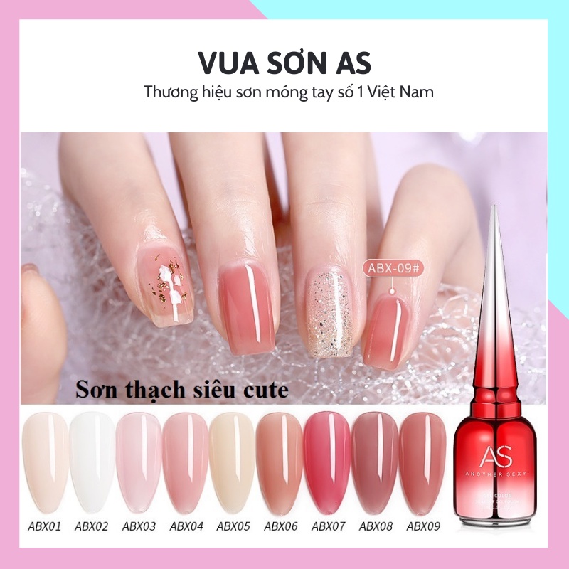 Sơn gel AS sơn thạch sơn gel thạch sơn móng tay dùng máy hơ gel tone hồng thạch hồng nude VUA SƠN AS mã ABX 15ml