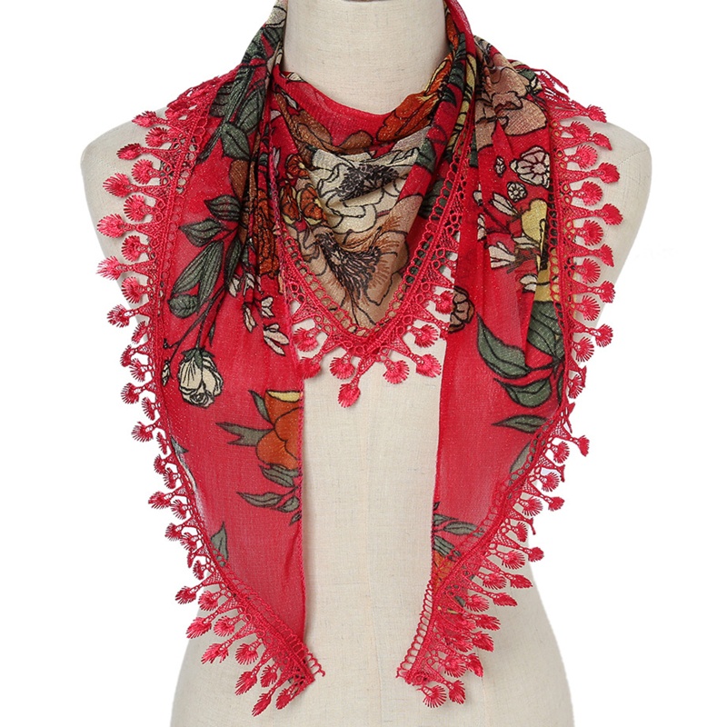 Khăn Choàng Cổ Có Tua Rua In Họa Tiết Hoa Phong Cách Bohemian