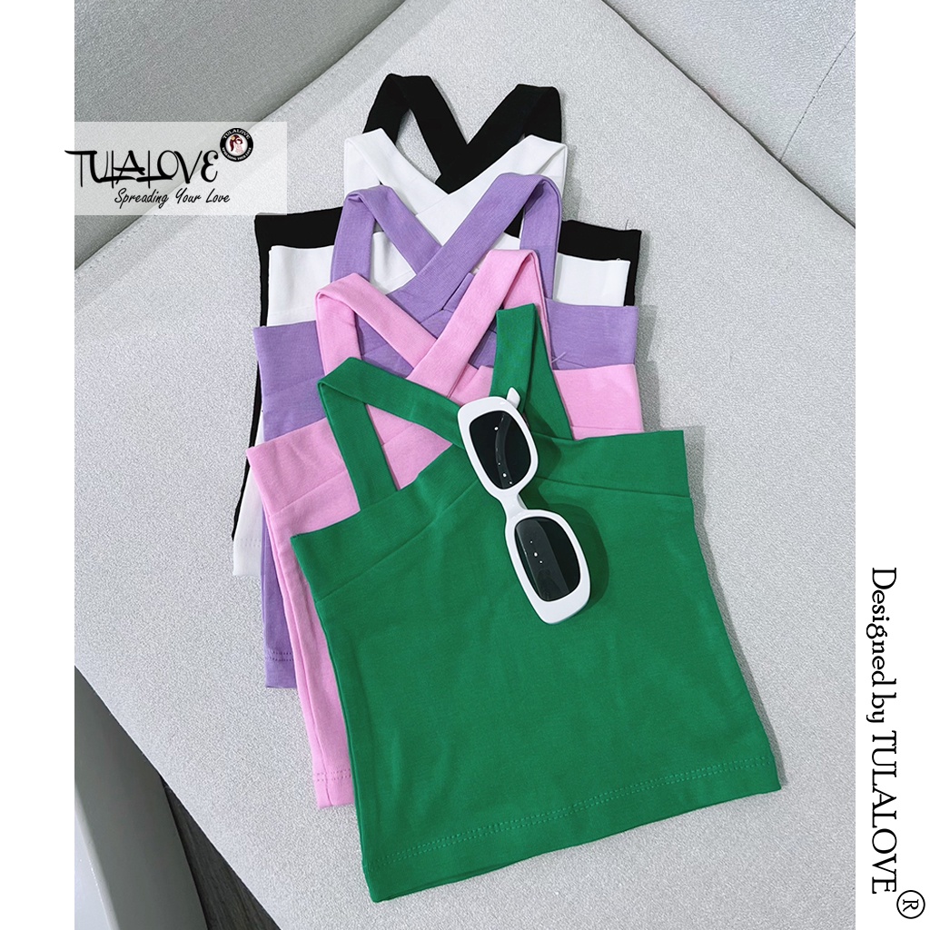 Áo Bé Gái 2 Dây Chéo Vải Zip Co Dãn Cực Tốt, Áo Thun Hai Dây Cho Bé Gái Tulalove