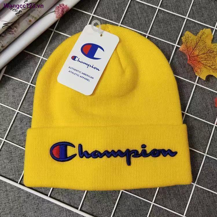 Mũ trùm đầu len dệt kim giữ ấm thêu họa tiết chữ Champion phong cách hip hop thời trang mới dành cho cả nam và nữ