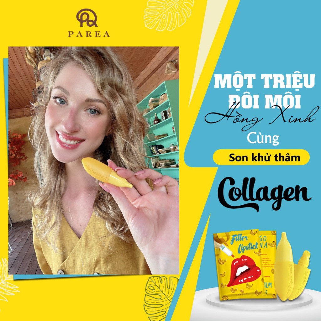 Son Chuối Filler Lipstick Collagen Parea Chính Hãng Giúp Dưỡng Ẩm Khử Thâm Môi Căng Bóng Hồng Hào | BigBuy360 - bigbuy360.vn