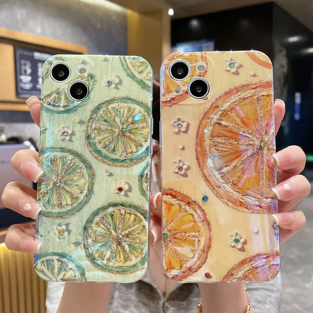 Ốp Điện Thoại TPU Trong Suốt Họa Tiết Trái Cam/ Chanh Dễ Thương Chống Trầy/ Rơi Cho iPhone 11 13 12 Pro Max XR 7 8 Plus