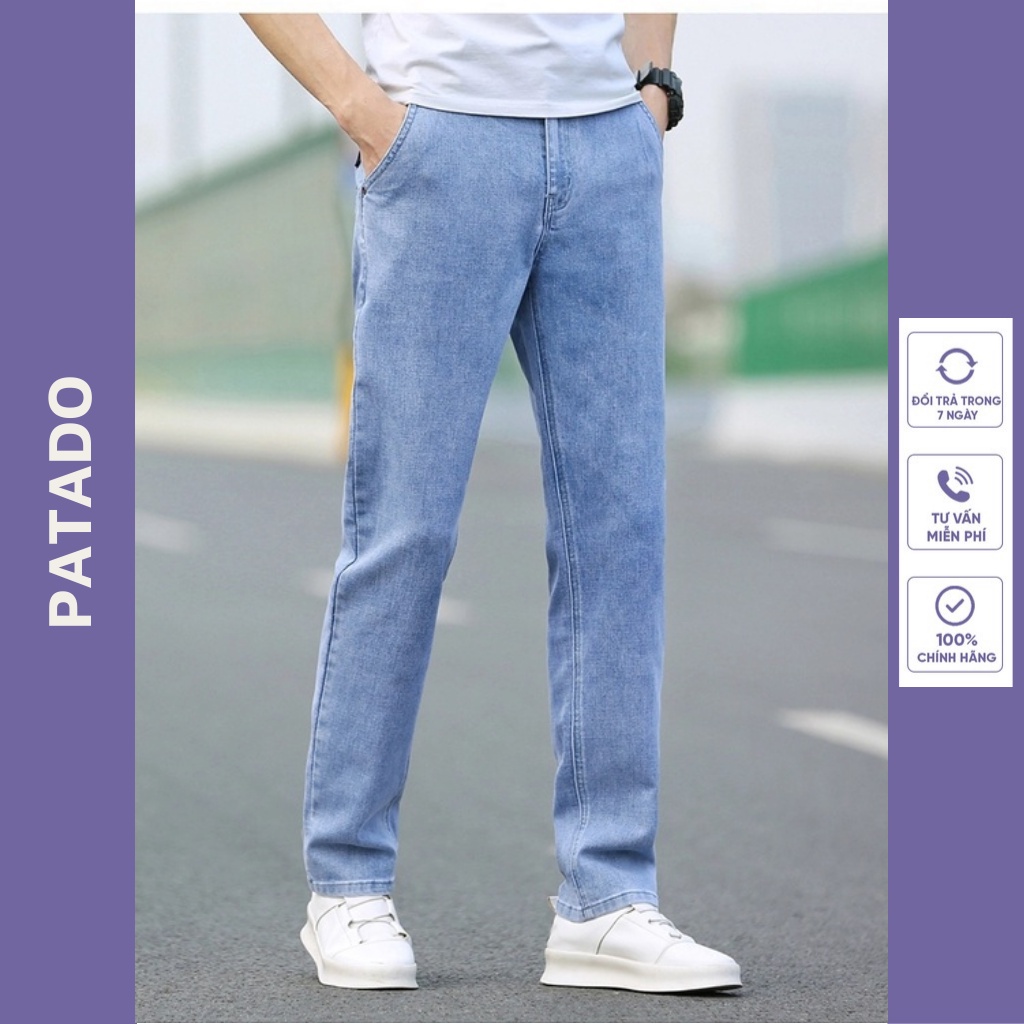 Quần jean nam PATADO dáng baggy ống suông rộng mẫu rách gối mã RG01