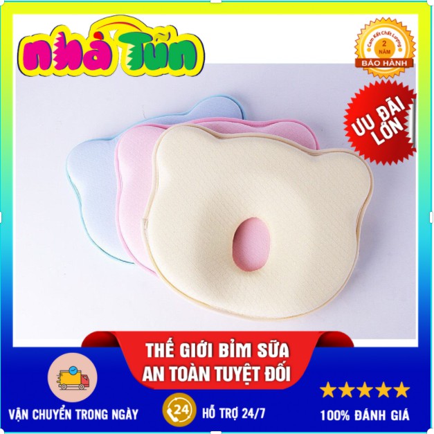 GỐI CAO SU NON HÌNH GẤU CHỐNG BẸP ĐẦU CHO BÉ 0_5 TUỔI (GAU)