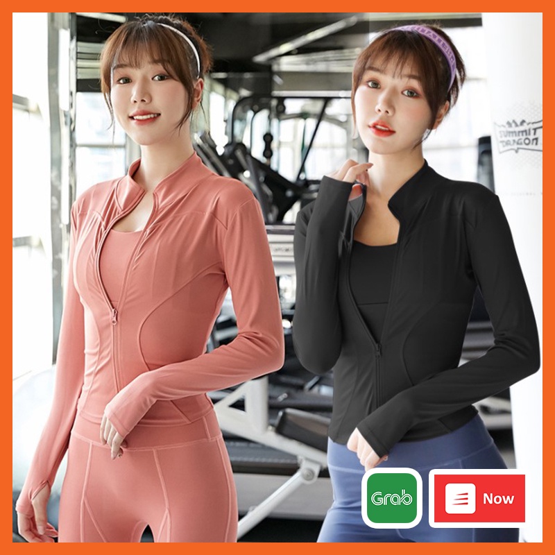 Áo Khoác Thể Thao Nữ Tập GYM YOGA 💖 𝑭𝑹𝑬𝑬𝑺𝑯𝑰𝑷 💖 Có Khóa Kéo Tiện Dụng Chất Vải Thun Lạnh Co Dãn 4 Chiều W040 WiiFashion