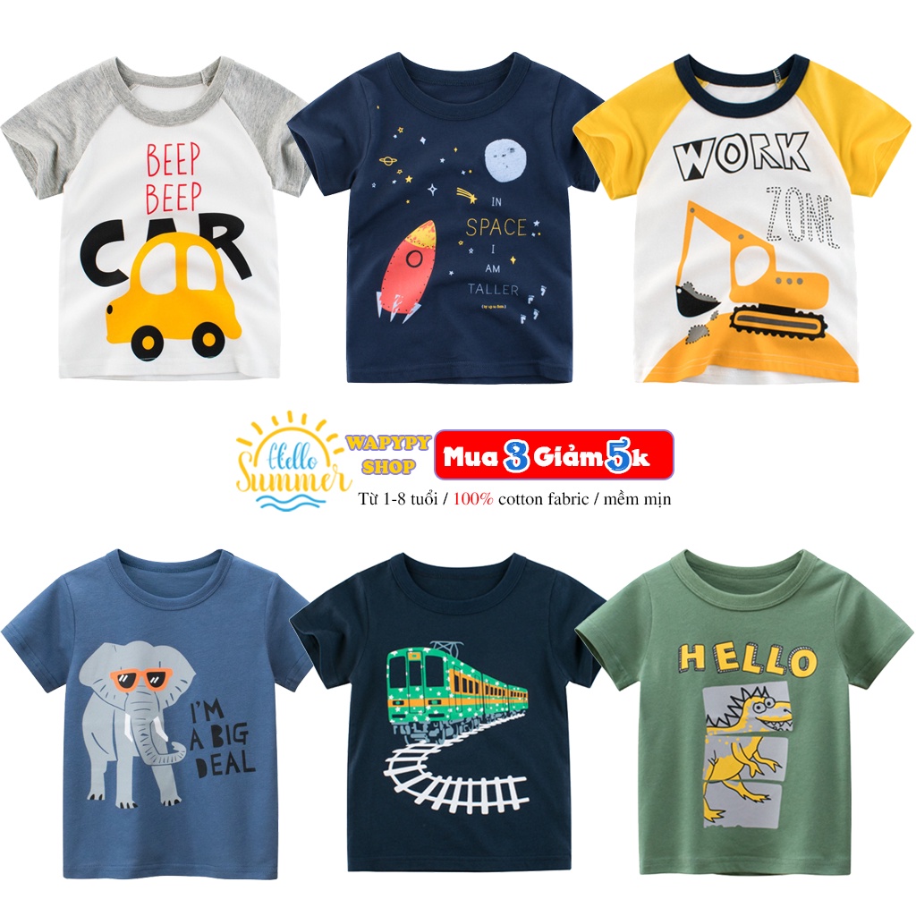 Áo bé trai 27KID áo thun cho bé in hình ngộ nghĩnh