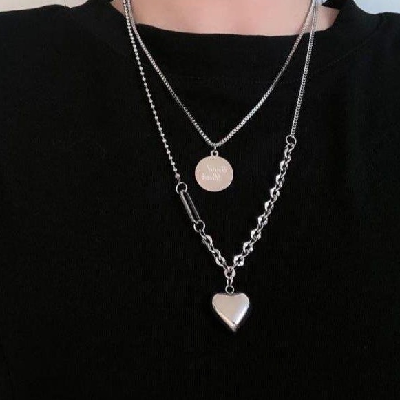 Dây chuyền nữ Madeline VC04 vòng cổ đôi trái tim tuyệt đẹp phong cách cá tính