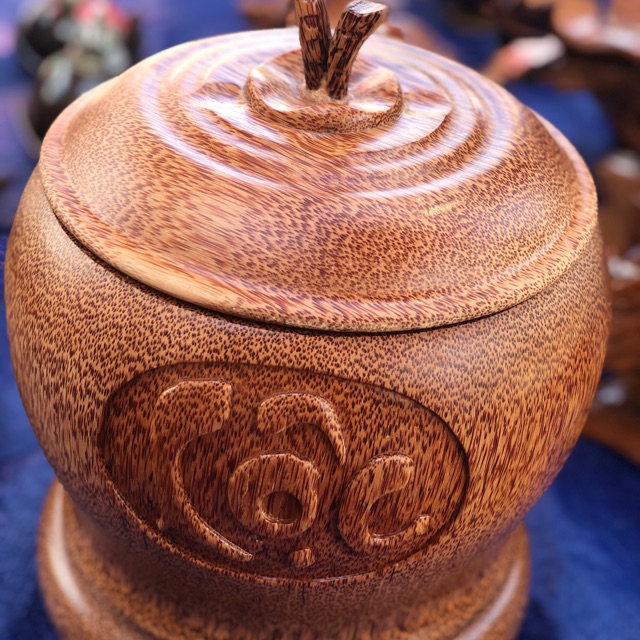 [ Có Video] Bình giữ nhiệt gỗ dừa | Giữ ấm trà bằng gỗ dừa cao cấp PHÚC LỘC THỌ - Trái Măng Cụt - tặng kèm am tra