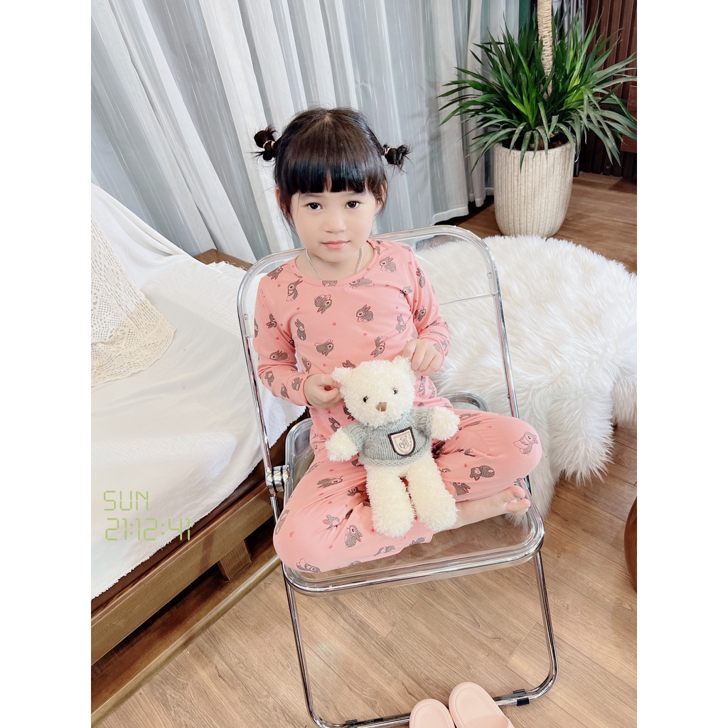 Bộ Cotton Dài Tay Thu Đông Cho Bé Xuất Nhật Vải 4 Chiều Cao Cấp Hình Thỏ Ngộ Nghĩnh Đáng Yêu 12-28Kg