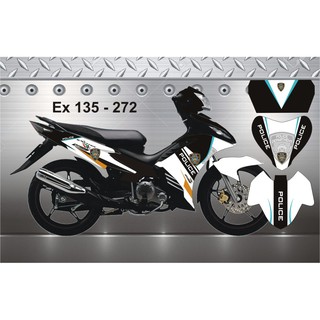 Tem Trùm Exciter 135 Police Đen Trắng