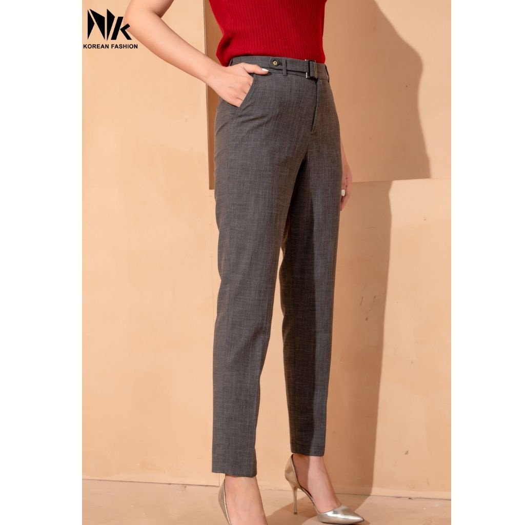 Quần Tây Nữ Công Sở NK Fashion Dáng Baggy Kèm Đai Cạp Hiện Đại, Chất Liệu Nhập Hàn Mềm Mịn, Chống Nhăn Xù NKQU2106009